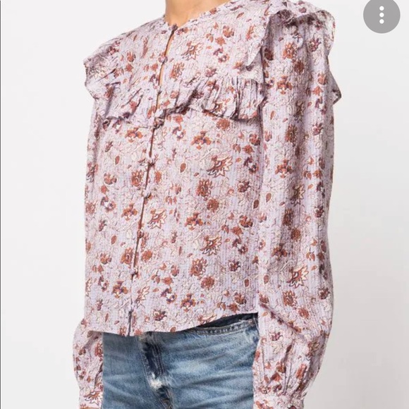 Veronica Beard Lavender Purple Ruffled Floral Long Sleeve Blouse Medium - Picture 9 of 12